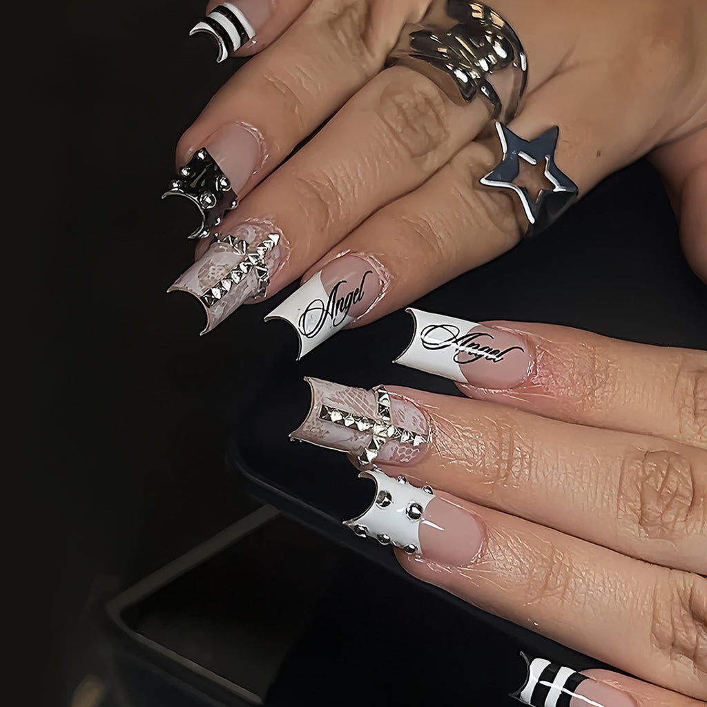 Angel Script Press-On Nails